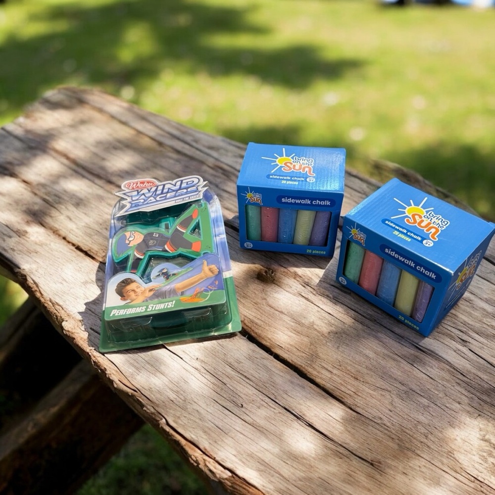 Lot of 2 Boxes of Bring on The Sun 20 PC Sidewalk Chalk & a Wahu Wind Racer NEW‎